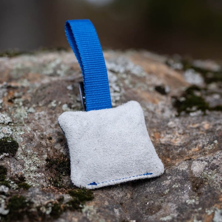 Puppy toy IttyBitty square genuine leather blue backside.jpg