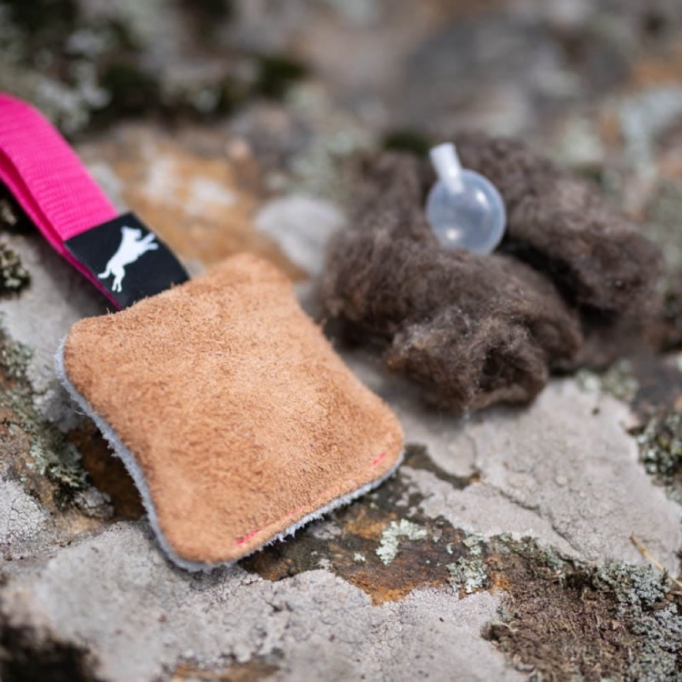 Puppy toy IttyBitty square genuine leather pink.jpg