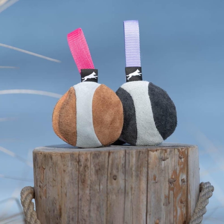 Chewie suede ball for dog training lilac and pink.jpg